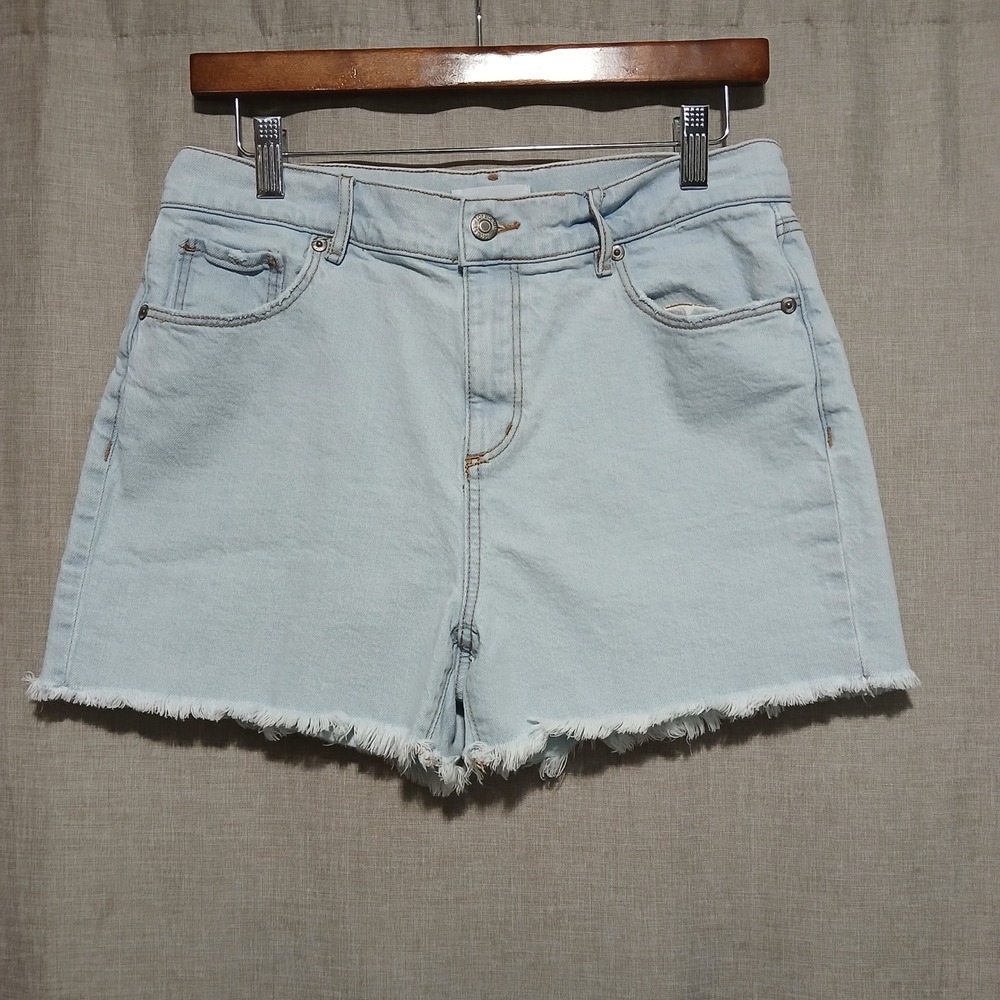 Loft Womens Light Wash High Rise Frayed Hem Denim Jean Shorts Size 28 6